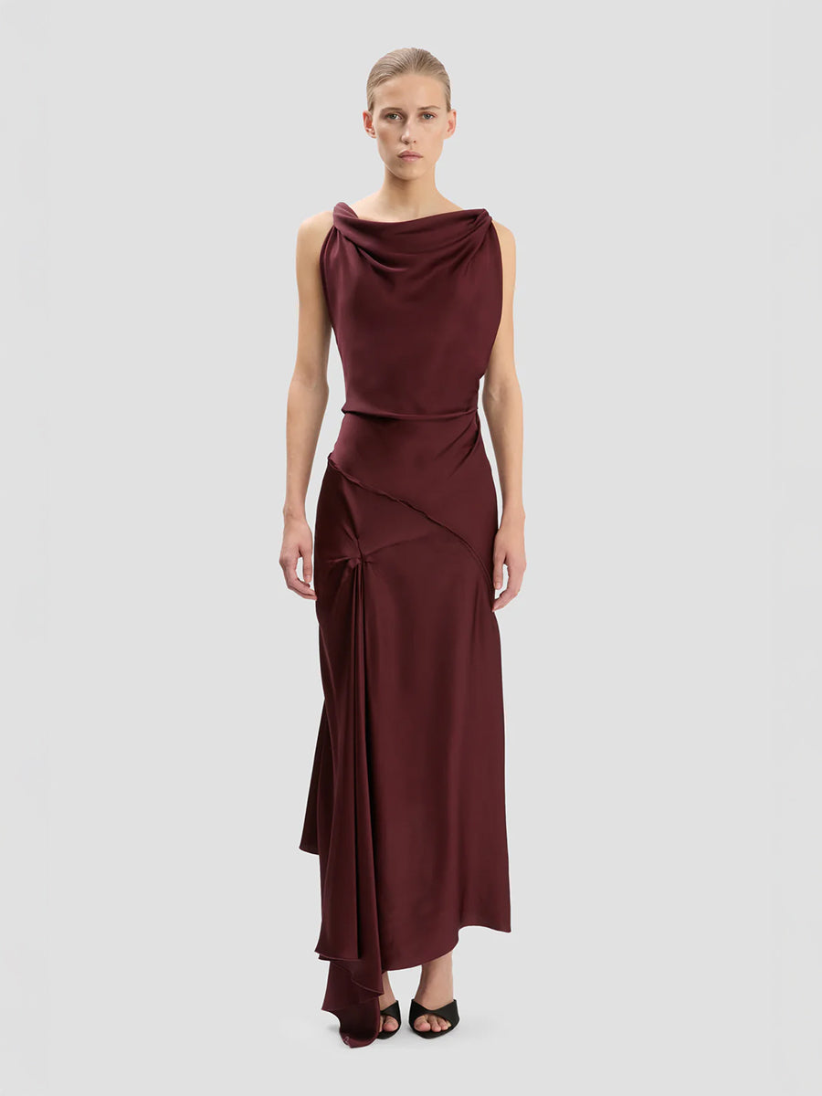 Posy Midi Dress in Burgundy