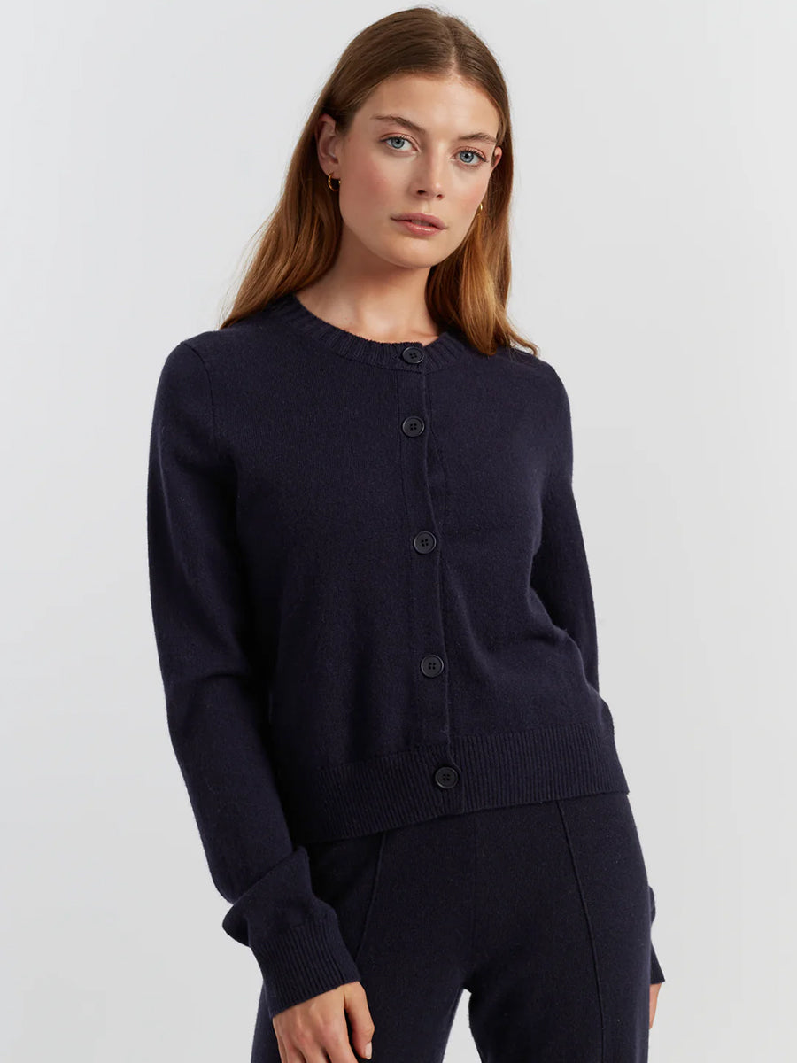Chinti and Parker Pure Cashmere Cardigan in Navy