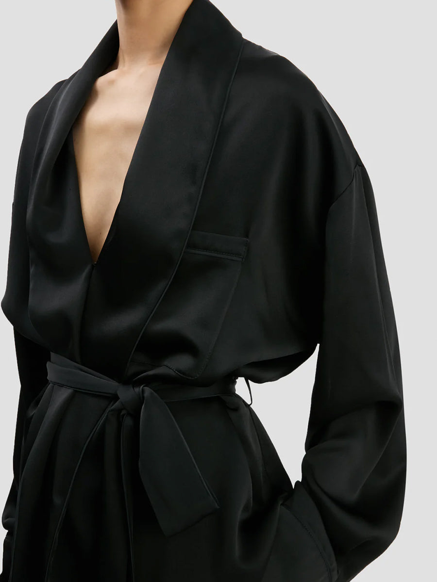 Pyjama Wrap Blouse in Black