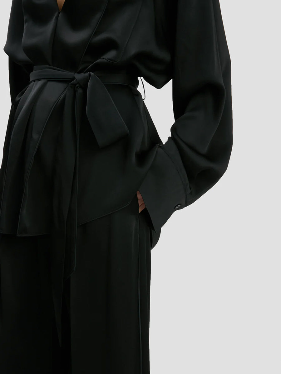 Pyjama Wrap Blouse in Black