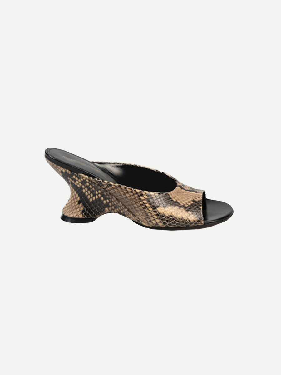 Dries Van Noten | Python Leather Mule in Beige Snakeskin