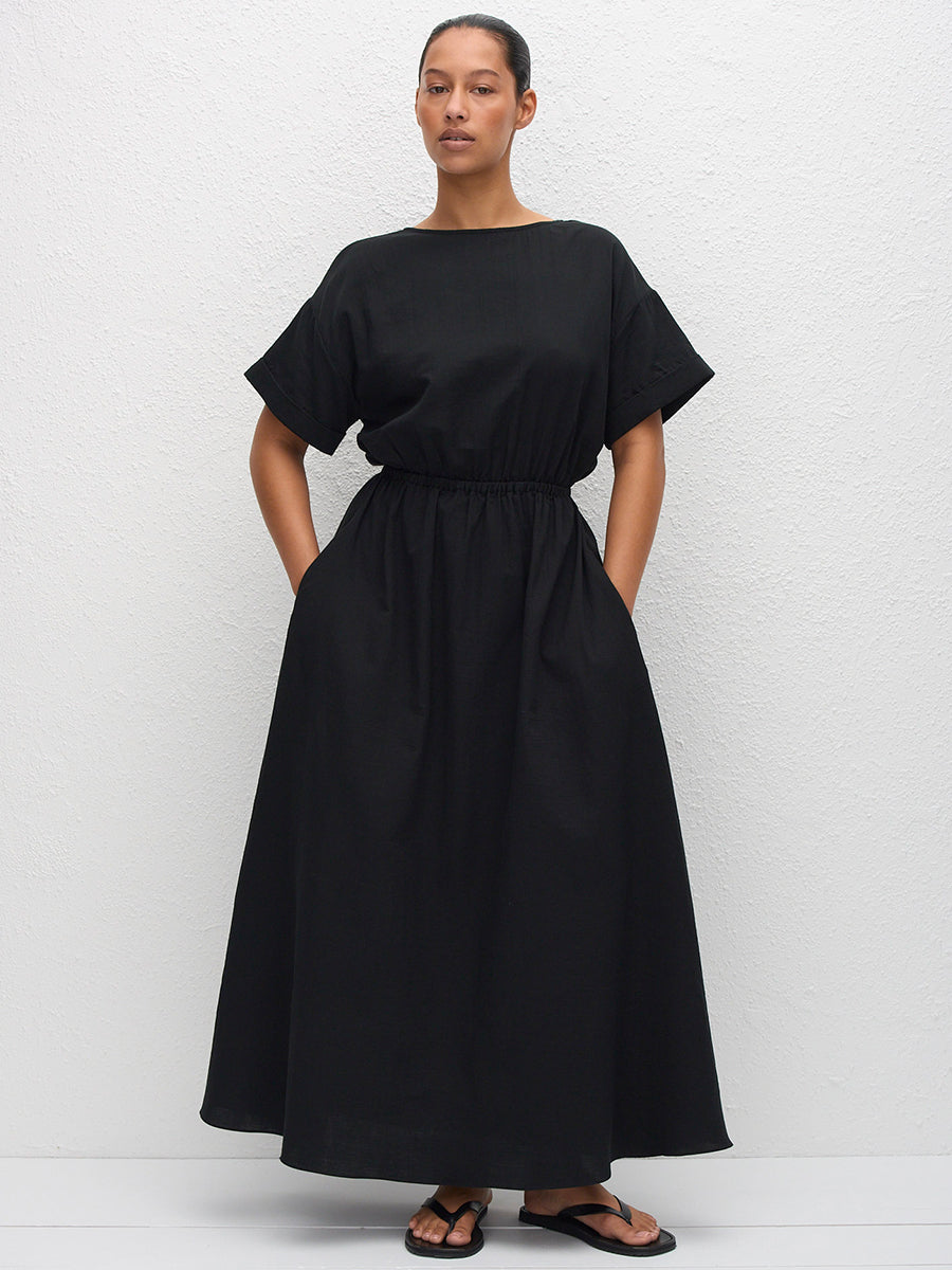 Matteau Relaxed Tee Midi Dress in Black