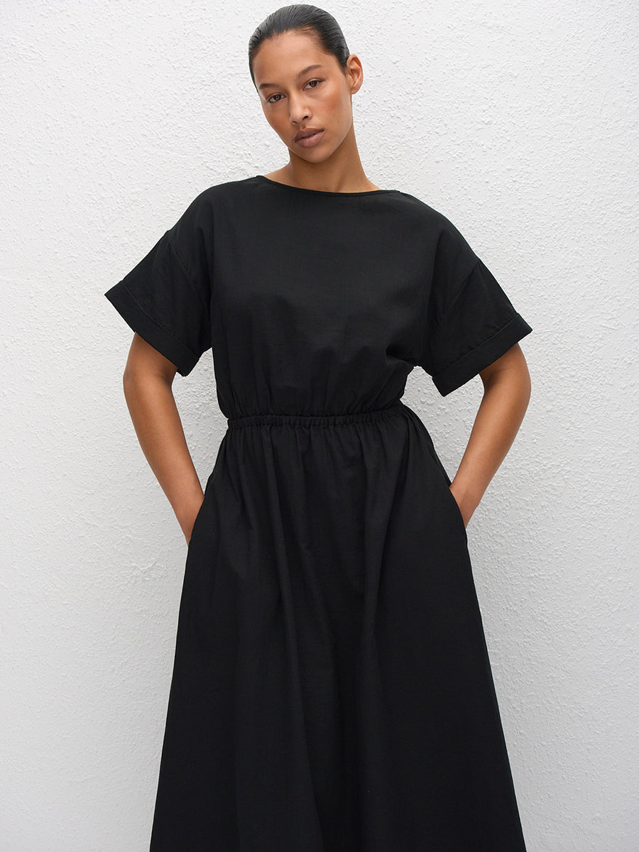 Matteau Relaxed Tee Midi Dress in Black