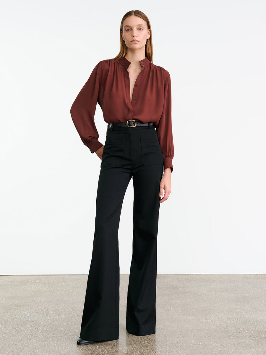 Nili Lotan Revi Silk Blouse in Burgundy | Shop Now at Adam Heath In Store and Online, Western Australia