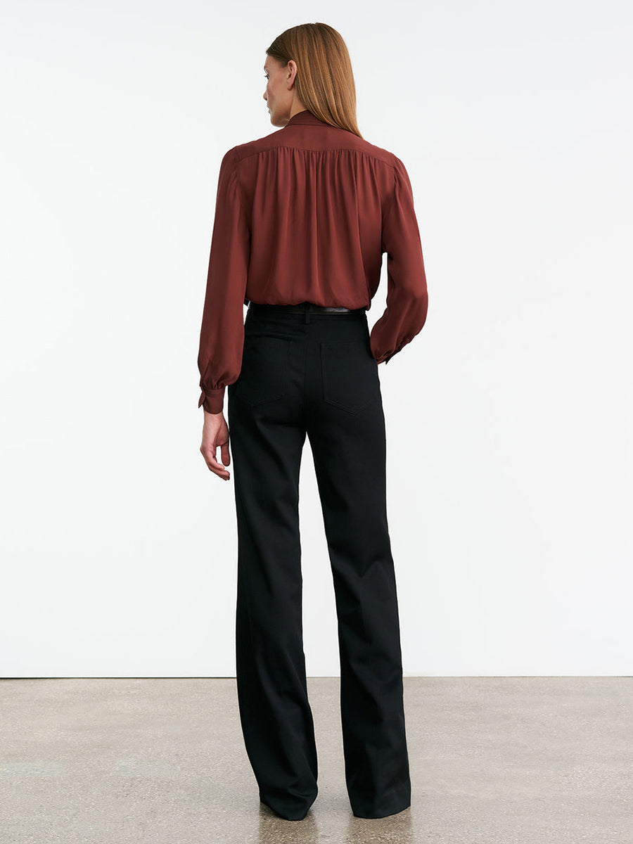 Nili Lotan Revi Silk Blouse in Burgundy | Shop Now at Adam Heath In Store and Online, Western Australia