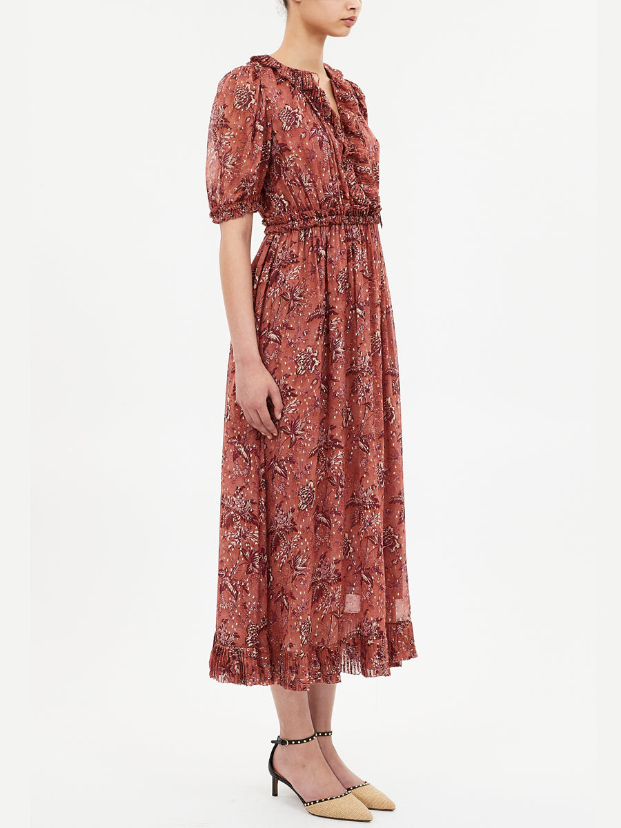 Rosamunde Puff Sleeve Dress in Oleander