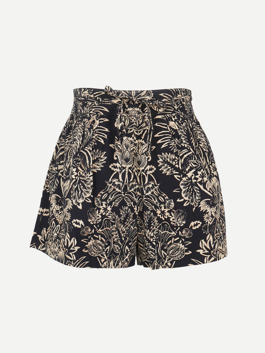 Ulla Johnson Rowan Belted Short in Noir Floral
