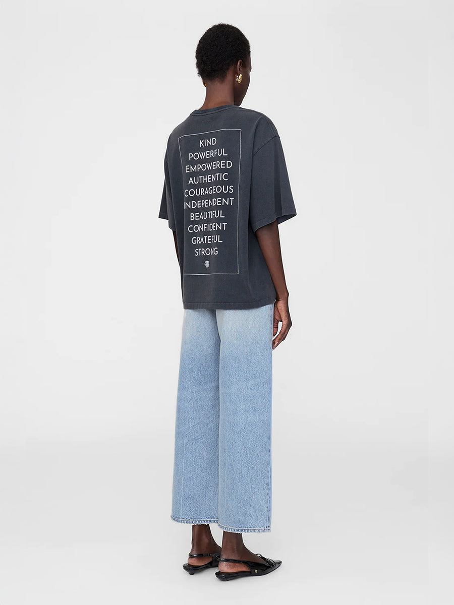 Anine Bing Rudy Tee Empowerment in Washed Black