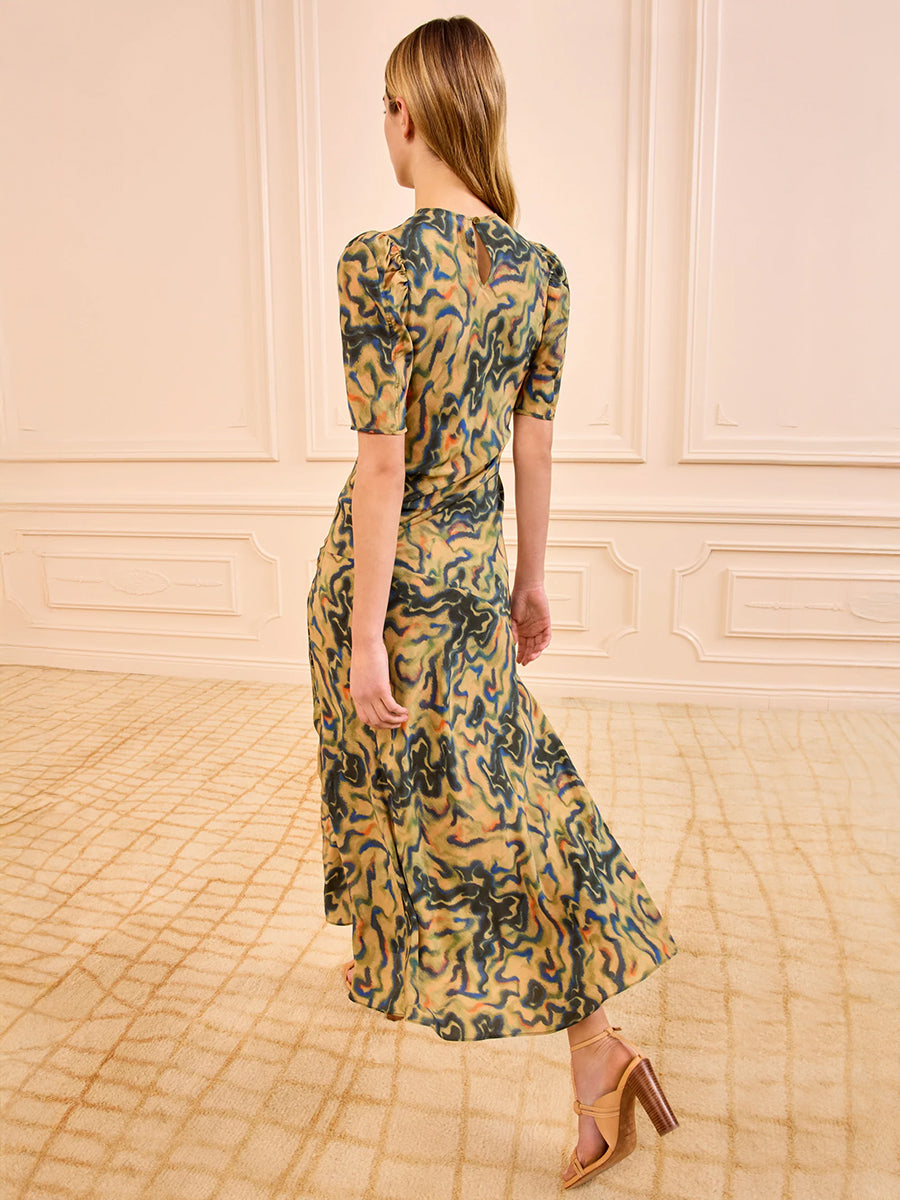 Samar Silk Dress in Geode