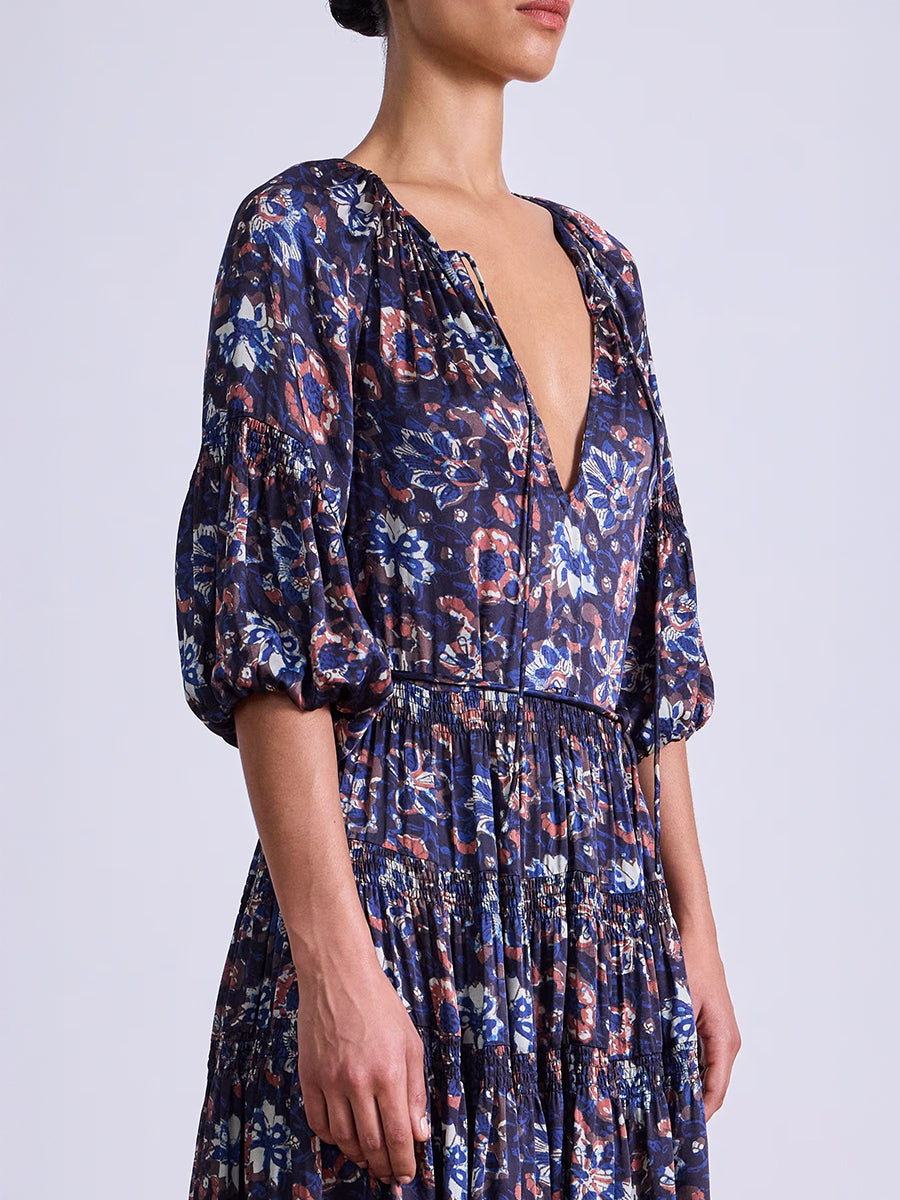 Apiece Apart Santa Cecilia Maxi Dress in Batik Floral Navy