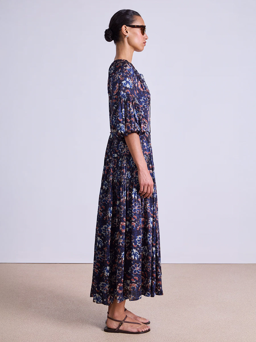 Apiece Apart Santa Cecilia Maxi Dress in Batik Floral Navy