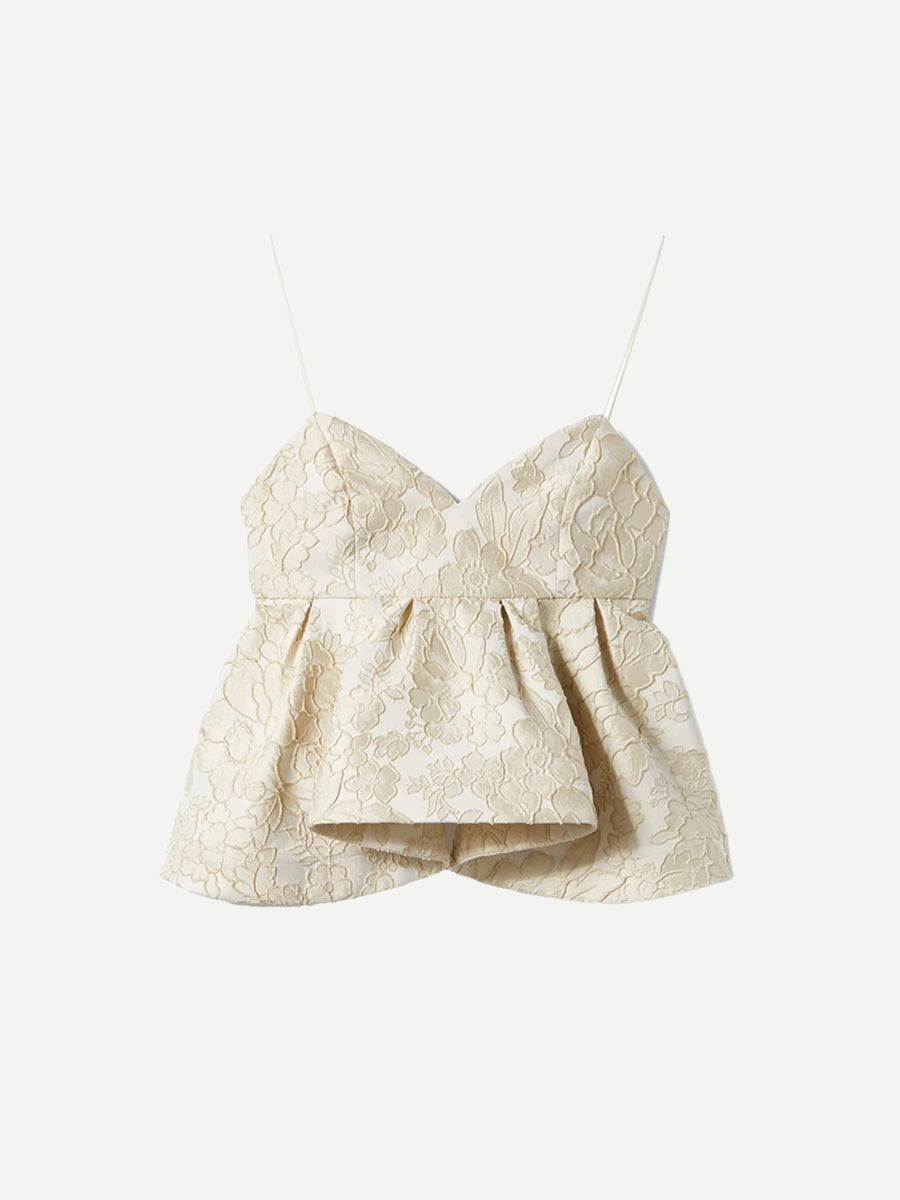La DoubleJ Satine Matelasse Jacquard Top in Peony Ivory | Shop Adam Heath In store and Online