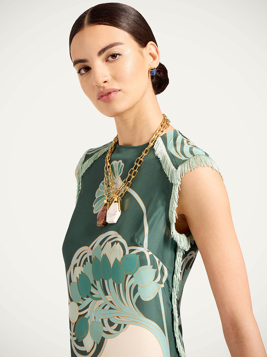 La DoubleJ Scarf Dress in Dark Green Tulip