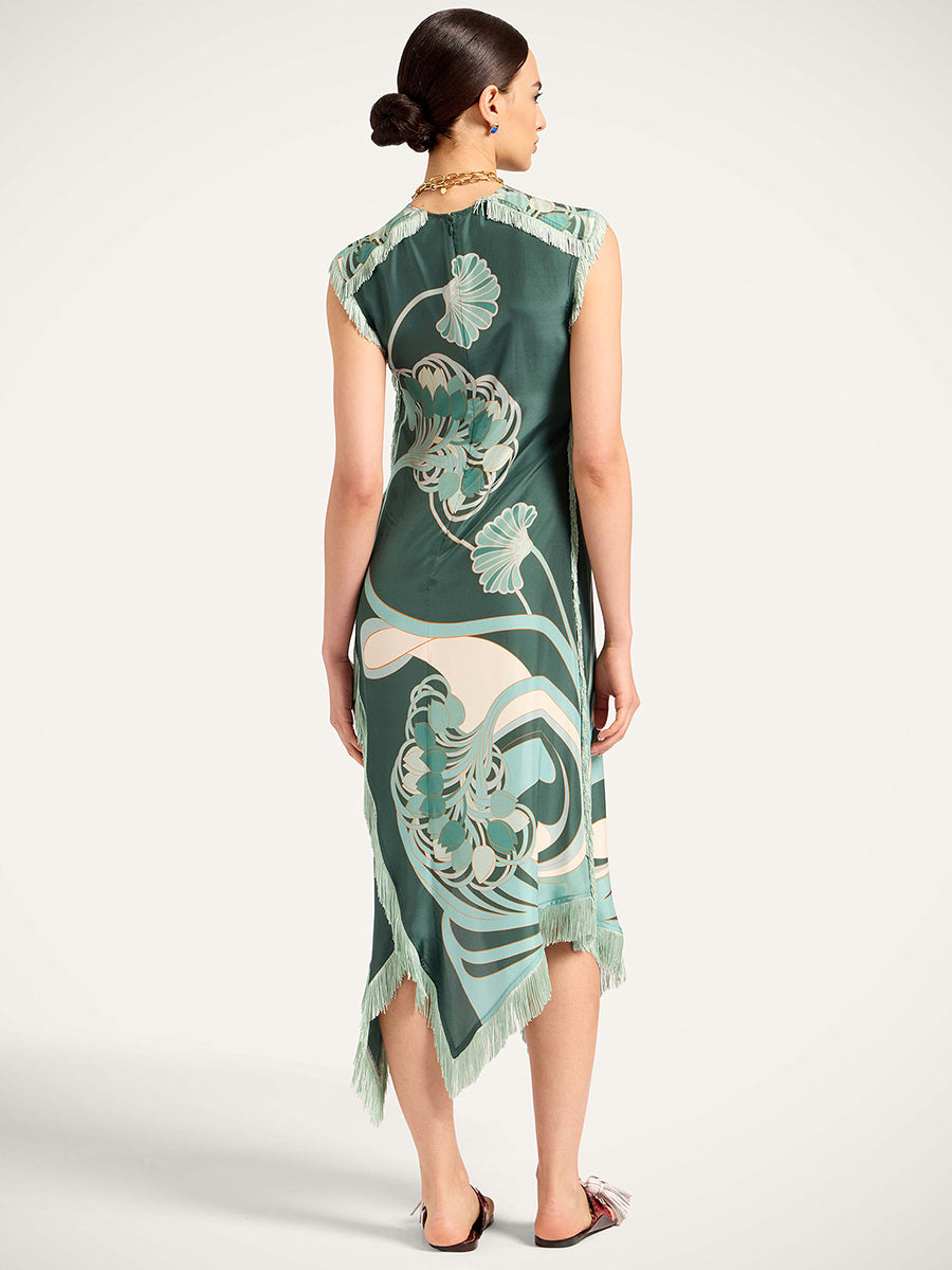Scarf Dress in Dark Green Tulip