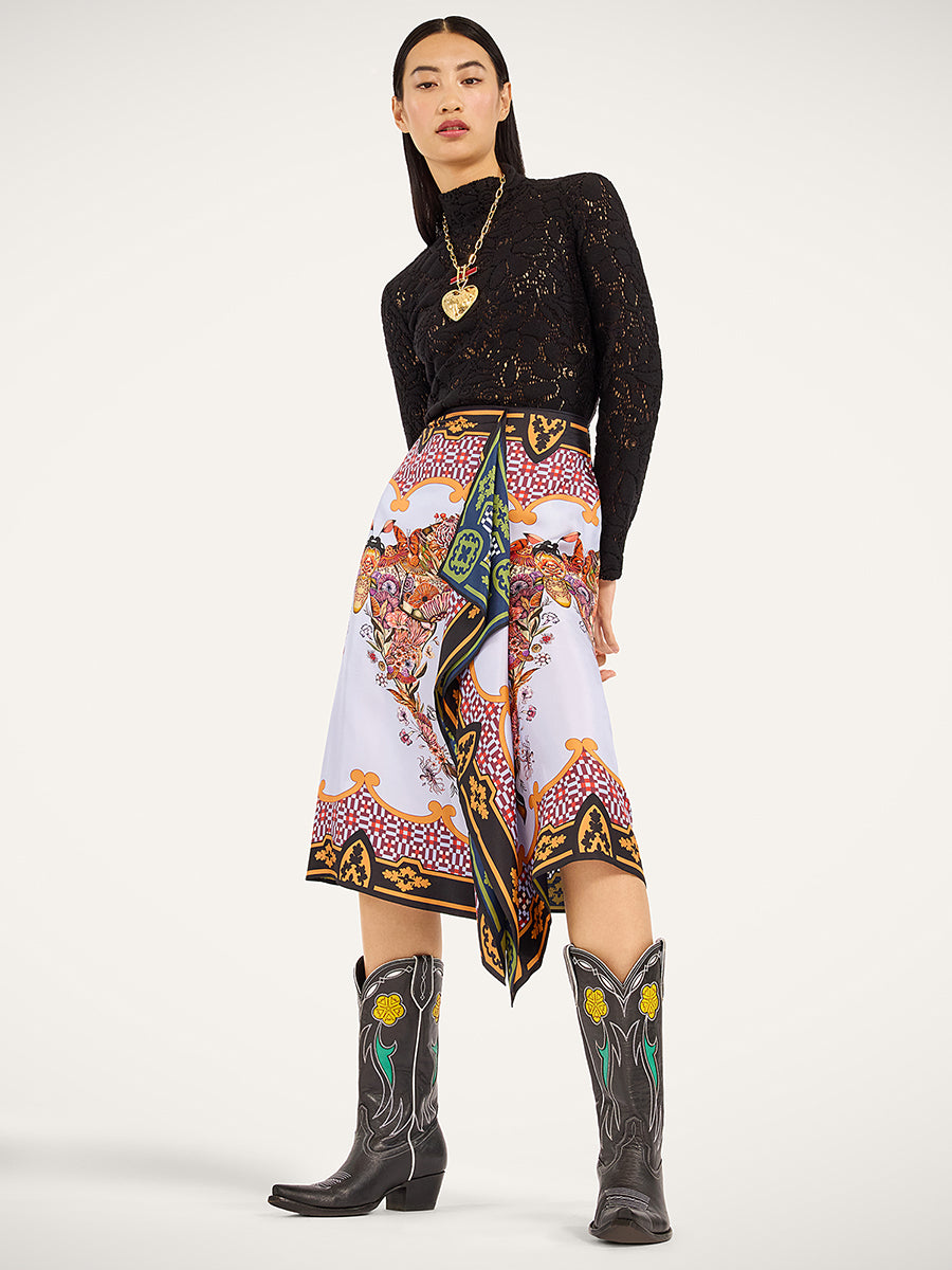 La DoubleJ Scarf Skirt in Mariposa Placee Celeste
