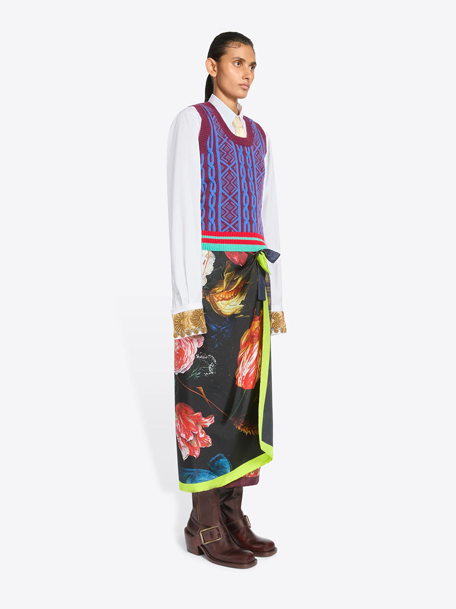 Scarfy Long Skirt in Dessin D