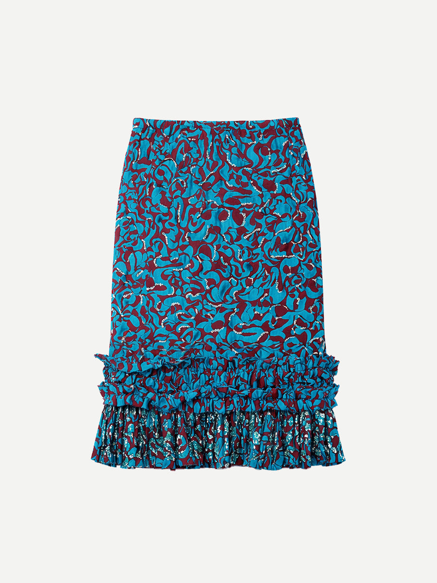 Dries Van Noten Scotts Embellished Skirt in Turquoise