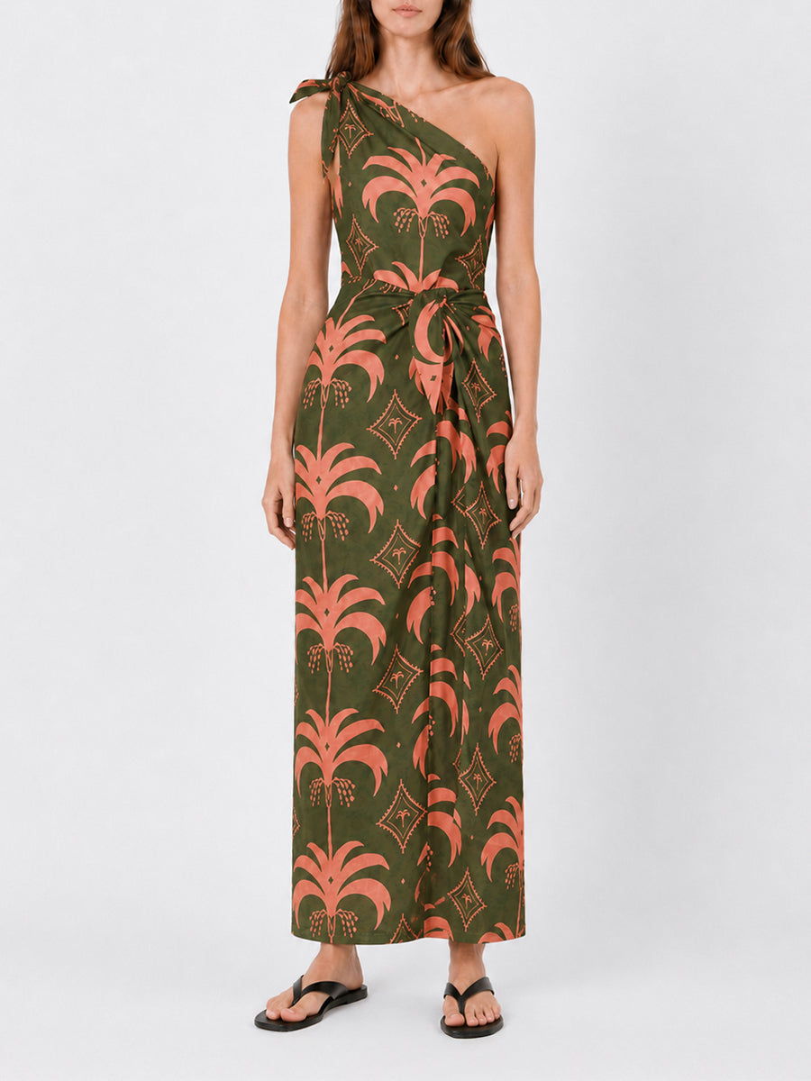 Seaweed Dress in Green/Peach