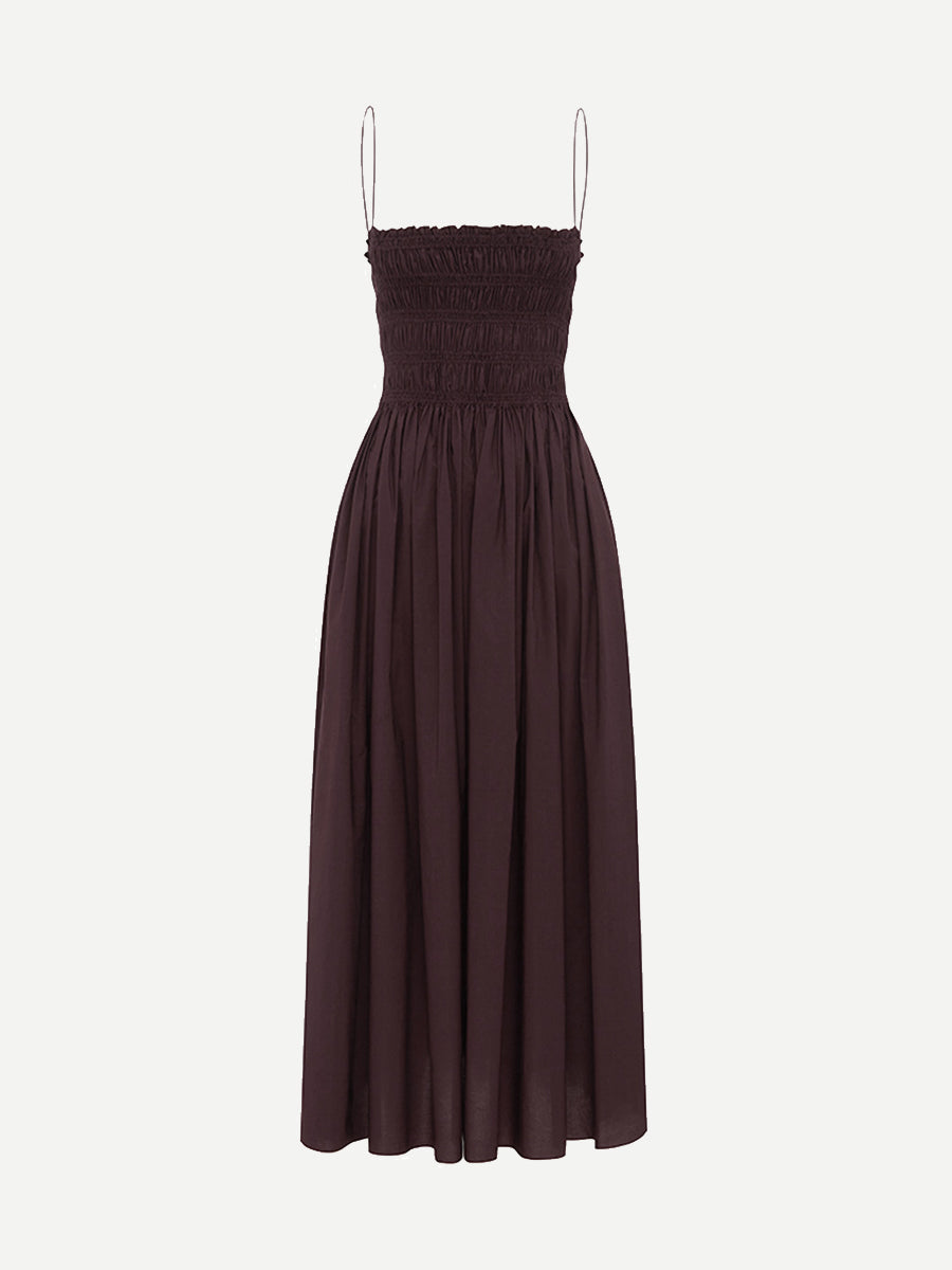 Matteau Shirred Bodice Dress in Aubergine
