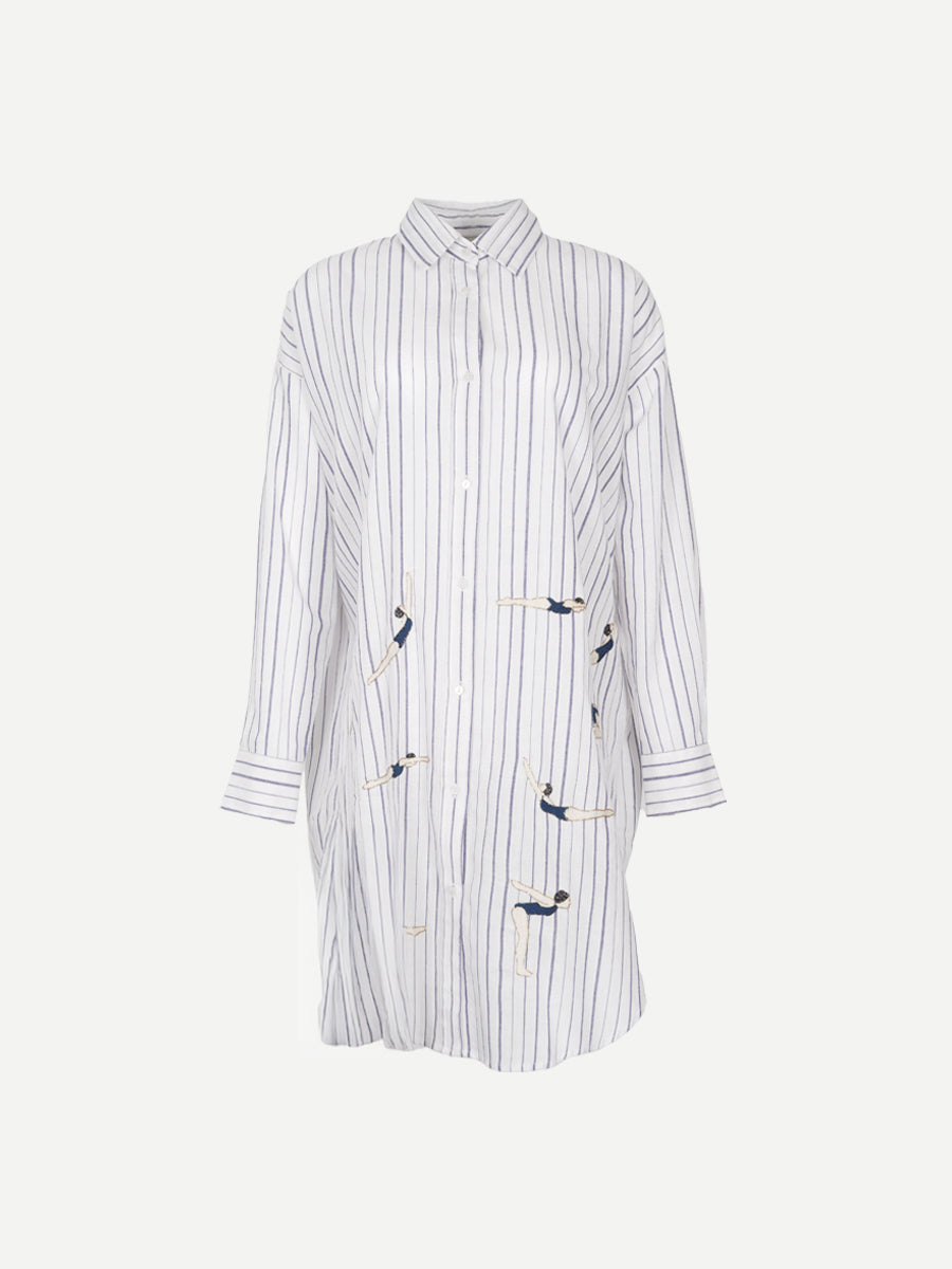 Benaras by Citrus Shirt Dress in White Navy
