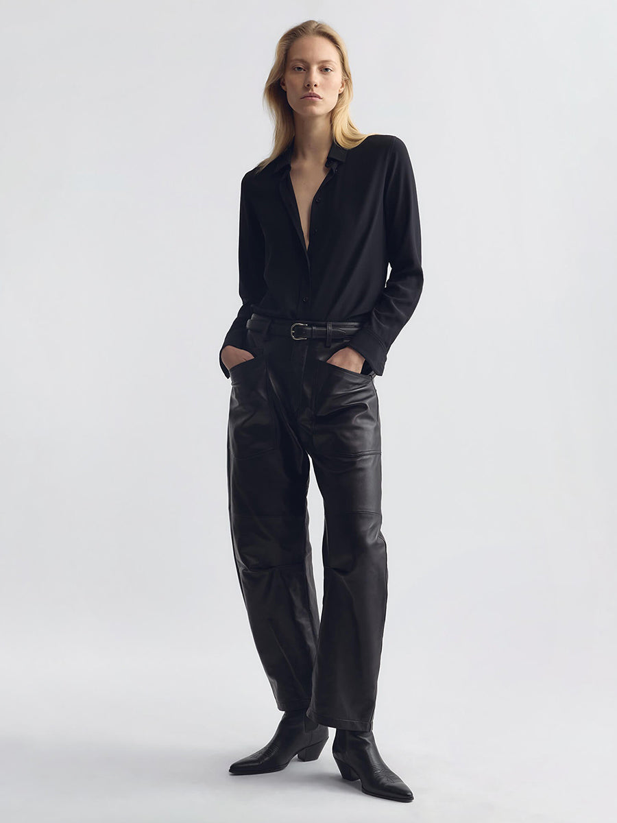 Shon Leather Pant in Midnight