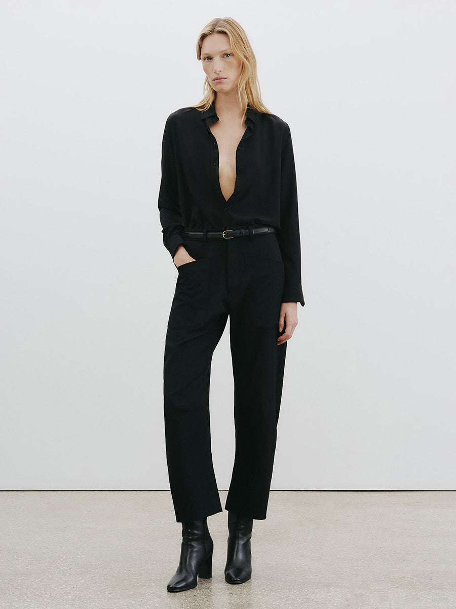 Nili Lotan Shon Wool Pant in Black