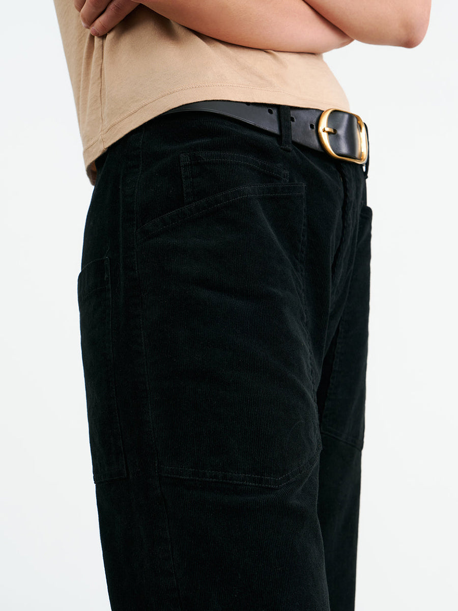 Nili Lotan Shon Corduroy Pant in Jet Black