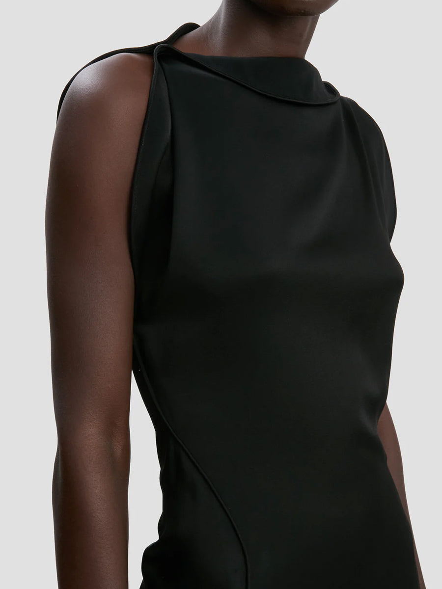 Victoria Beckham Sleeveless Cord Split Side Dress in Black