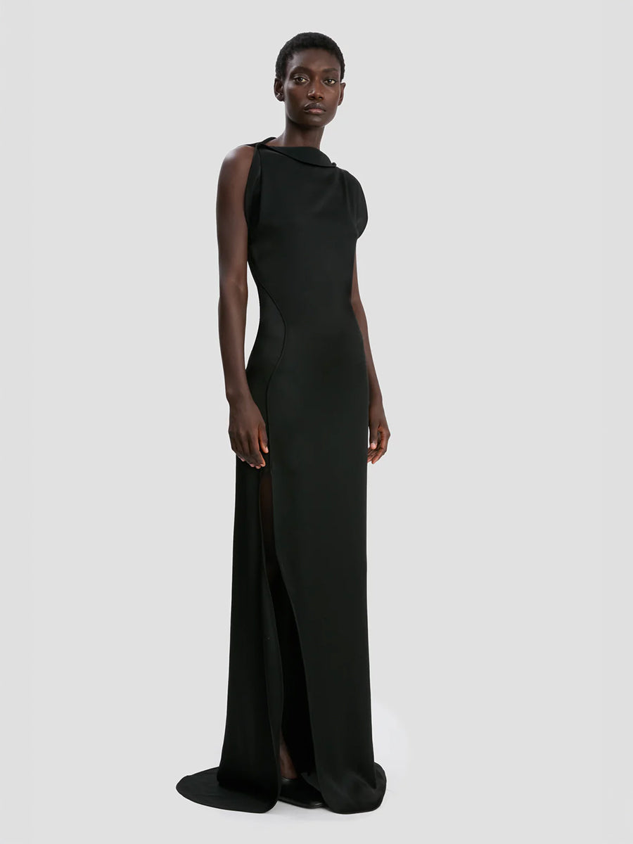 Victoria Beckham Sleeveless Cord Split Side Dress in Black