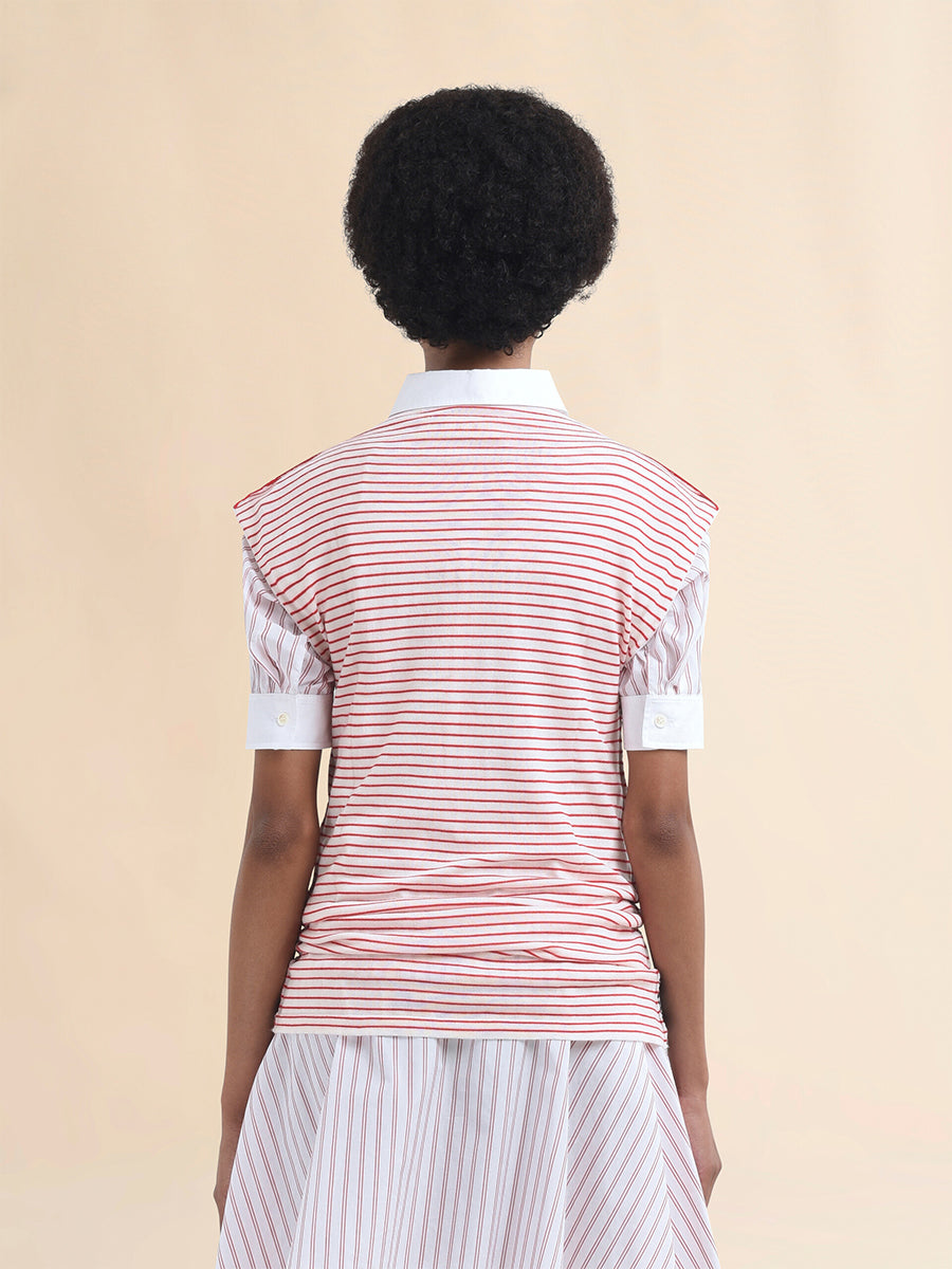 Sleeveless Boatneck Knit in Stitched Stripe
