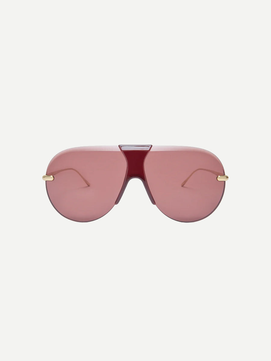 Slim Semi-Rimless Aviator Sunglasses in Bordeaux