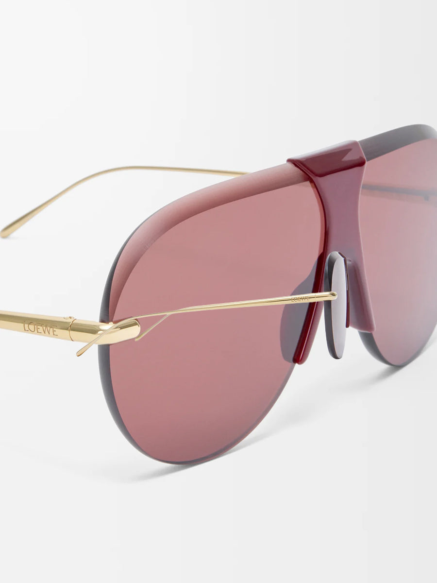 Slim Semi-Rimless Aviator Sunglasses in Bordeaux
