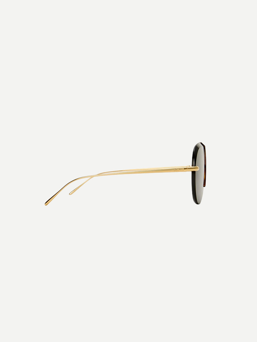 Slim Semi-Rimless Aviator Sunglasses in Havana/Green