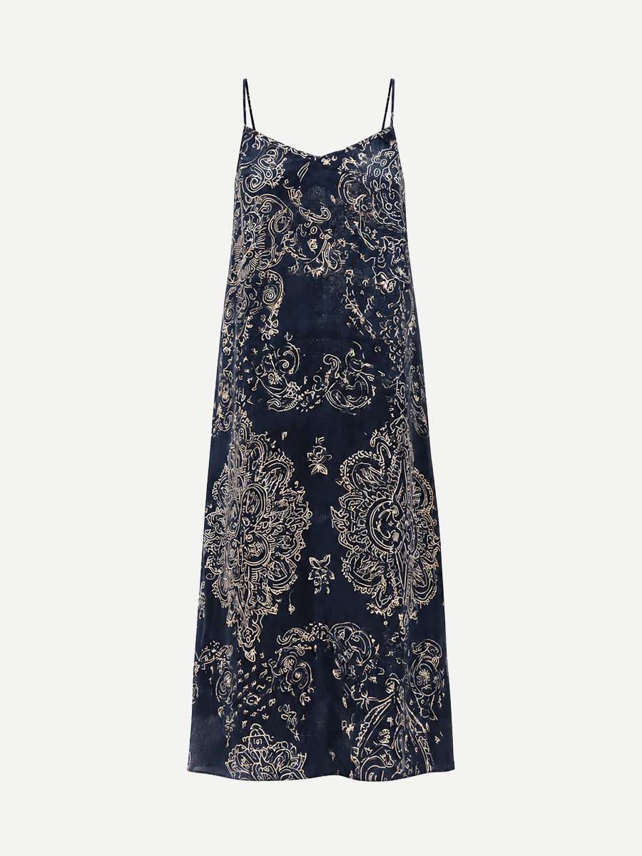 R13 Slip Dress in Blue Medallion Print