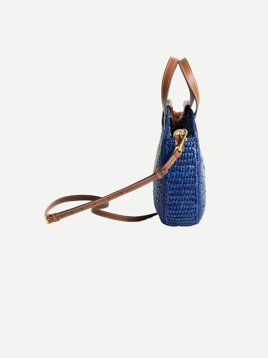 Small Round Bow Tote in Monday Raffia
