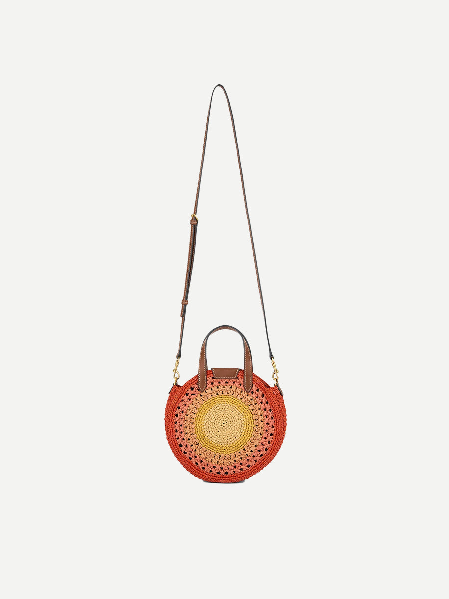 Small Round Bow Tote in Orange/Multi