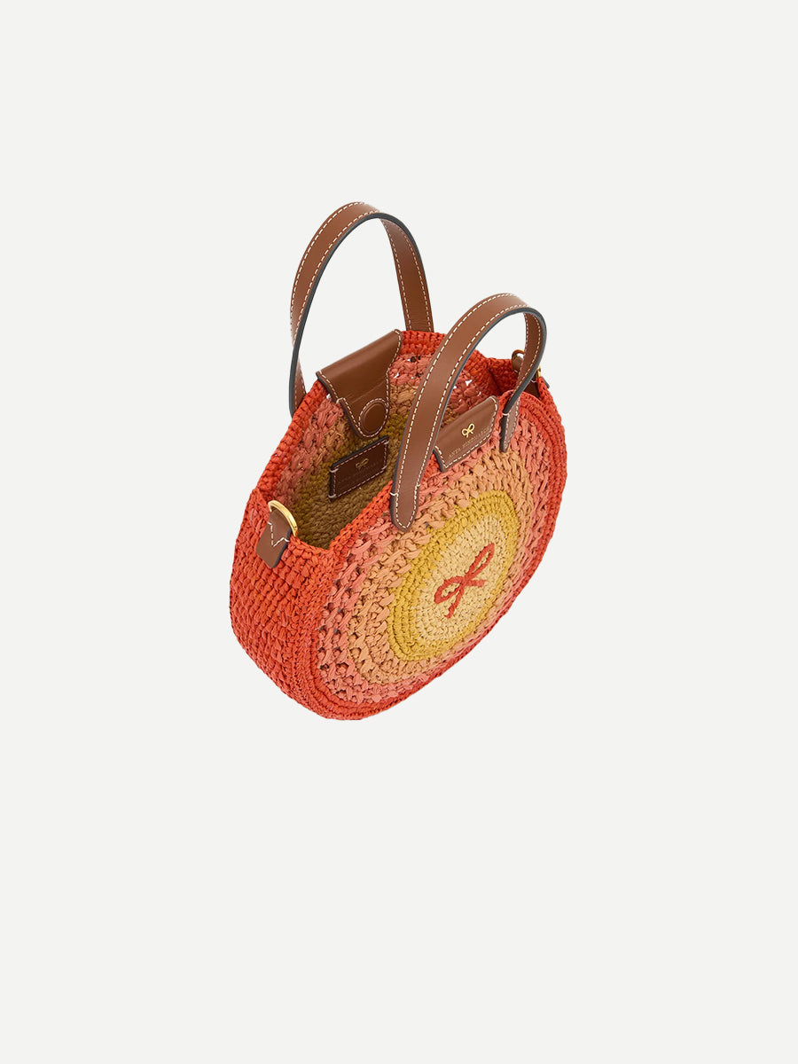 Small Round Bow Tote in Orange/Multi