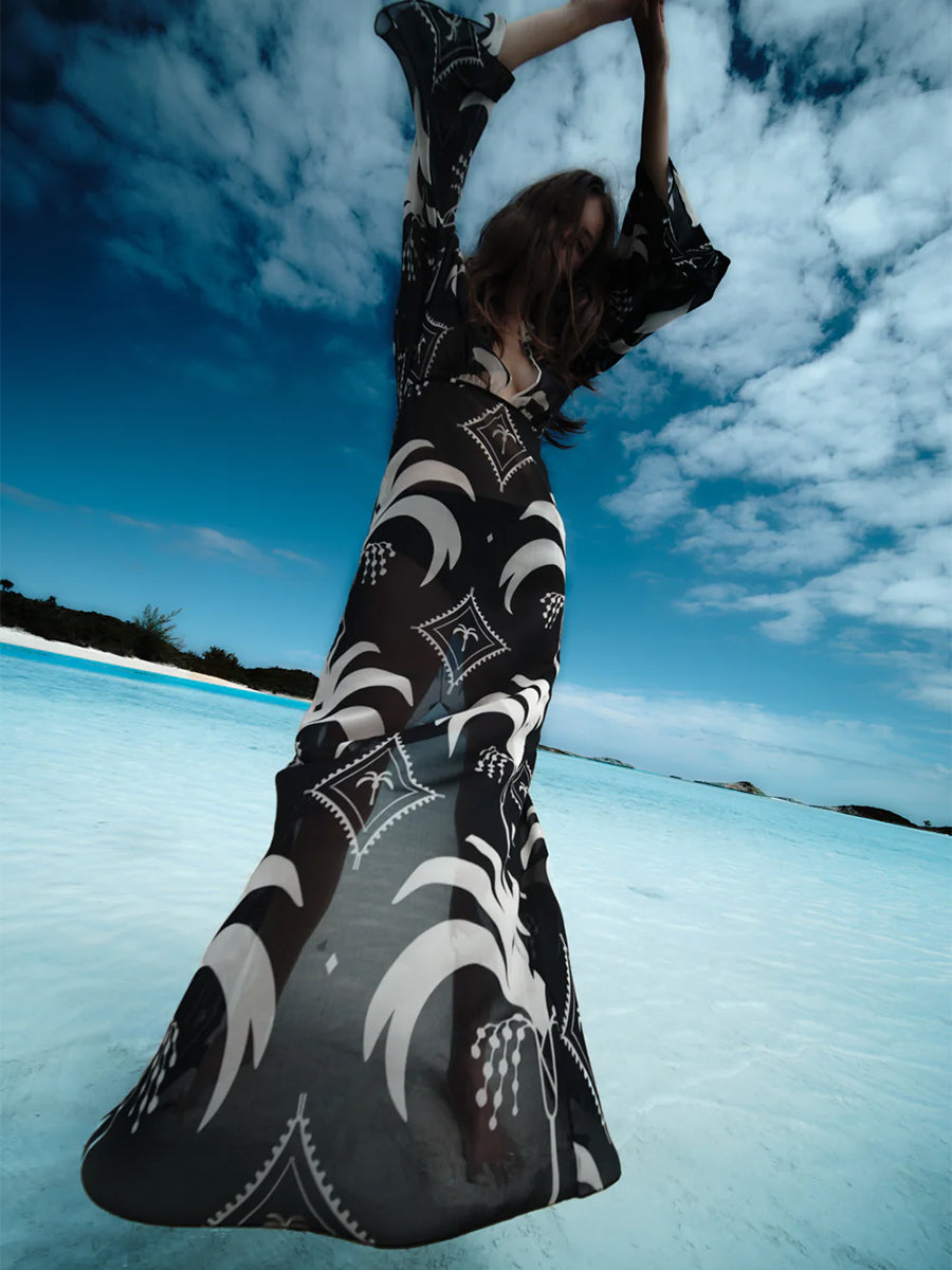 Johanna Ortiz Spiritual Healers Dress in Black/Ecru