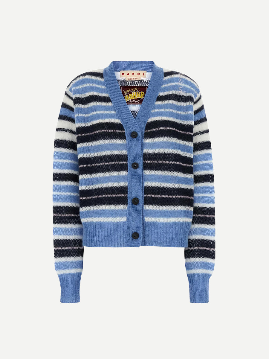 Marni Striped Cardigan in Blue Lilac