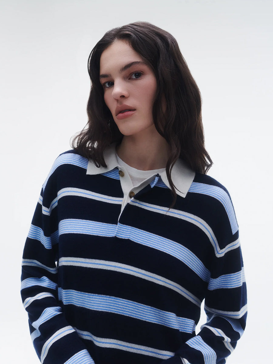 Guest in Residence Stripe Rugby Jumper in Midnight Combo