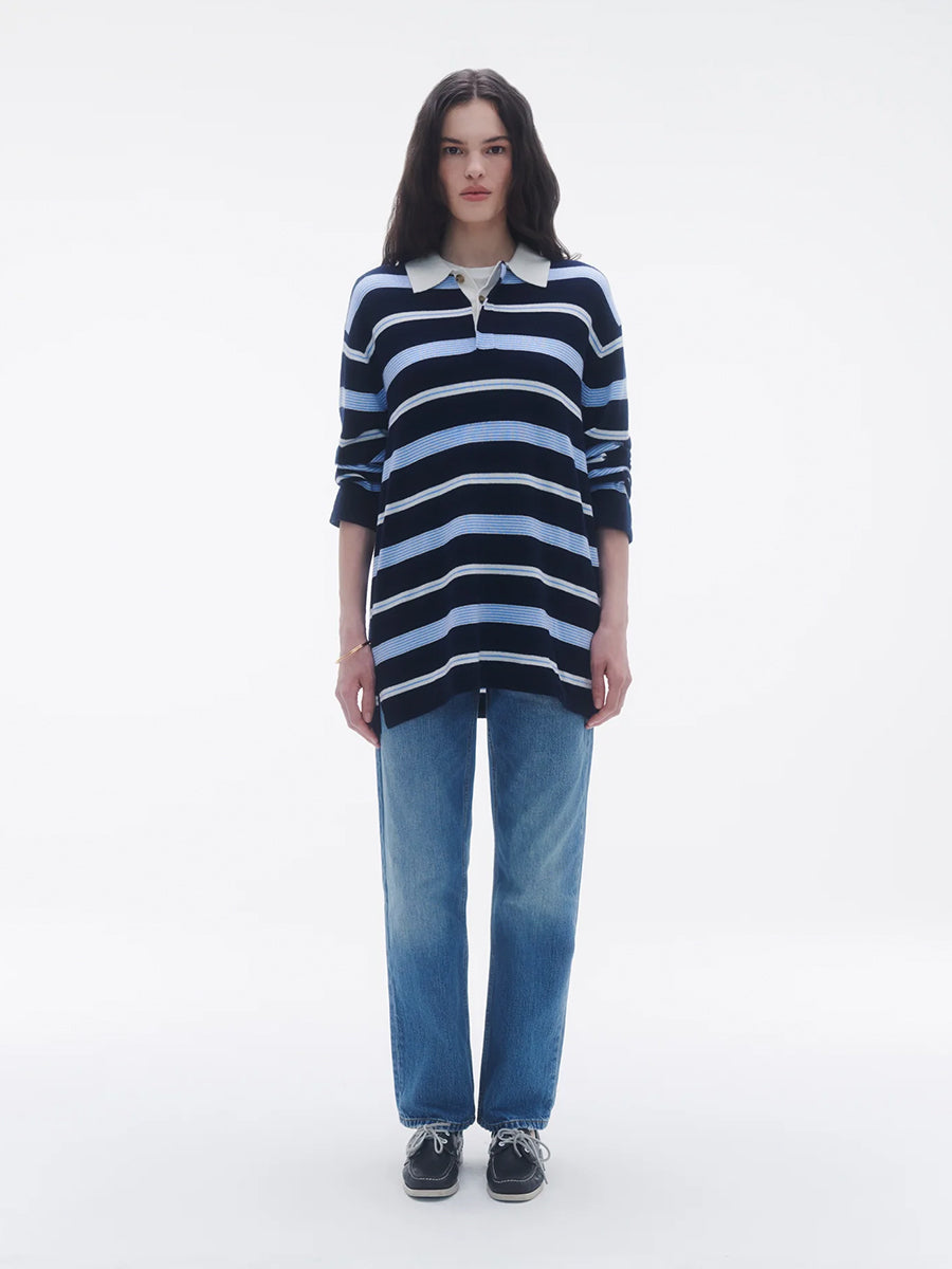 Guest in Residence Stripe Rugby Jumper in Midnight Combo