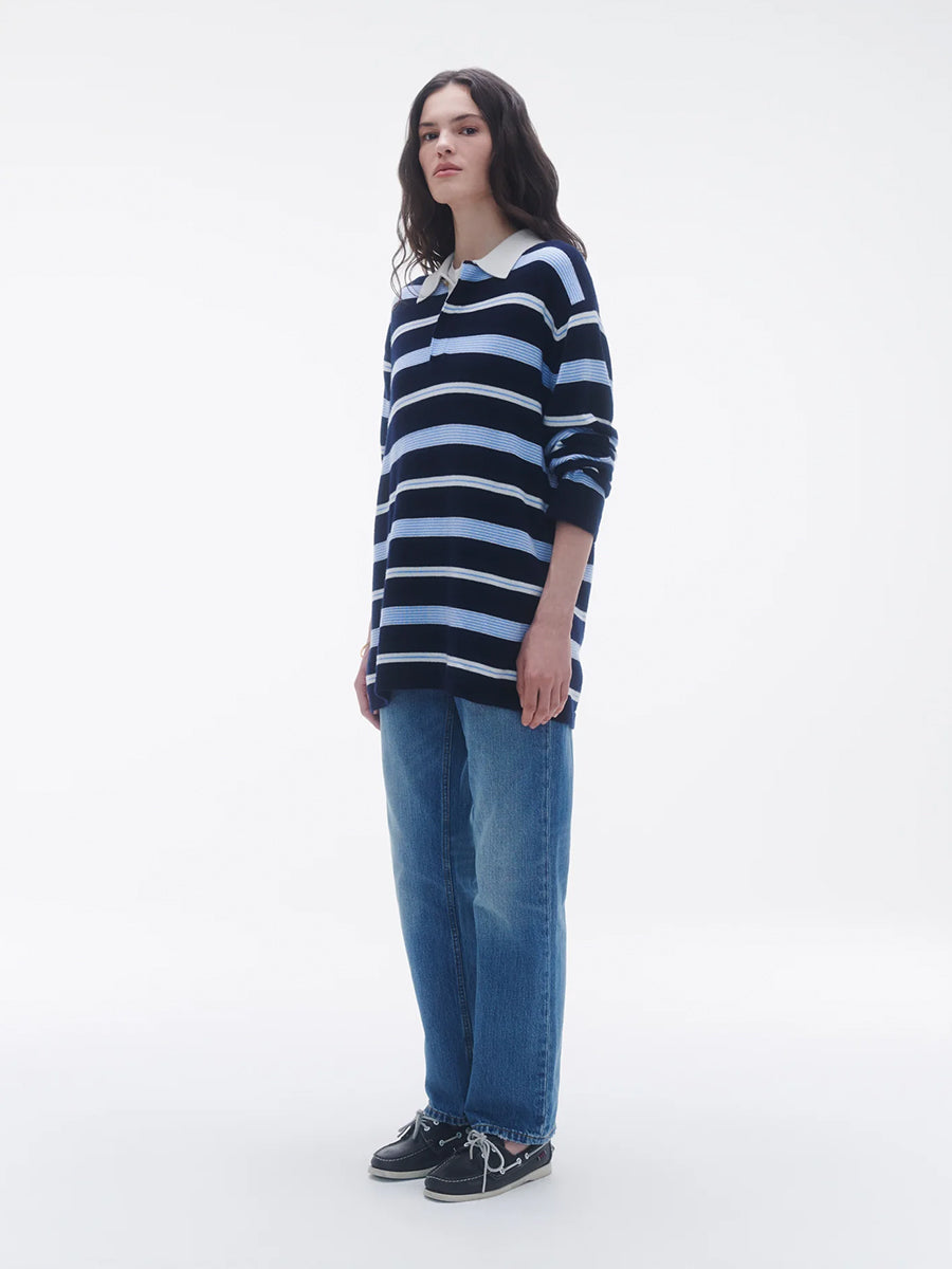 Stripe Rugby Jumper in Midnight Combo