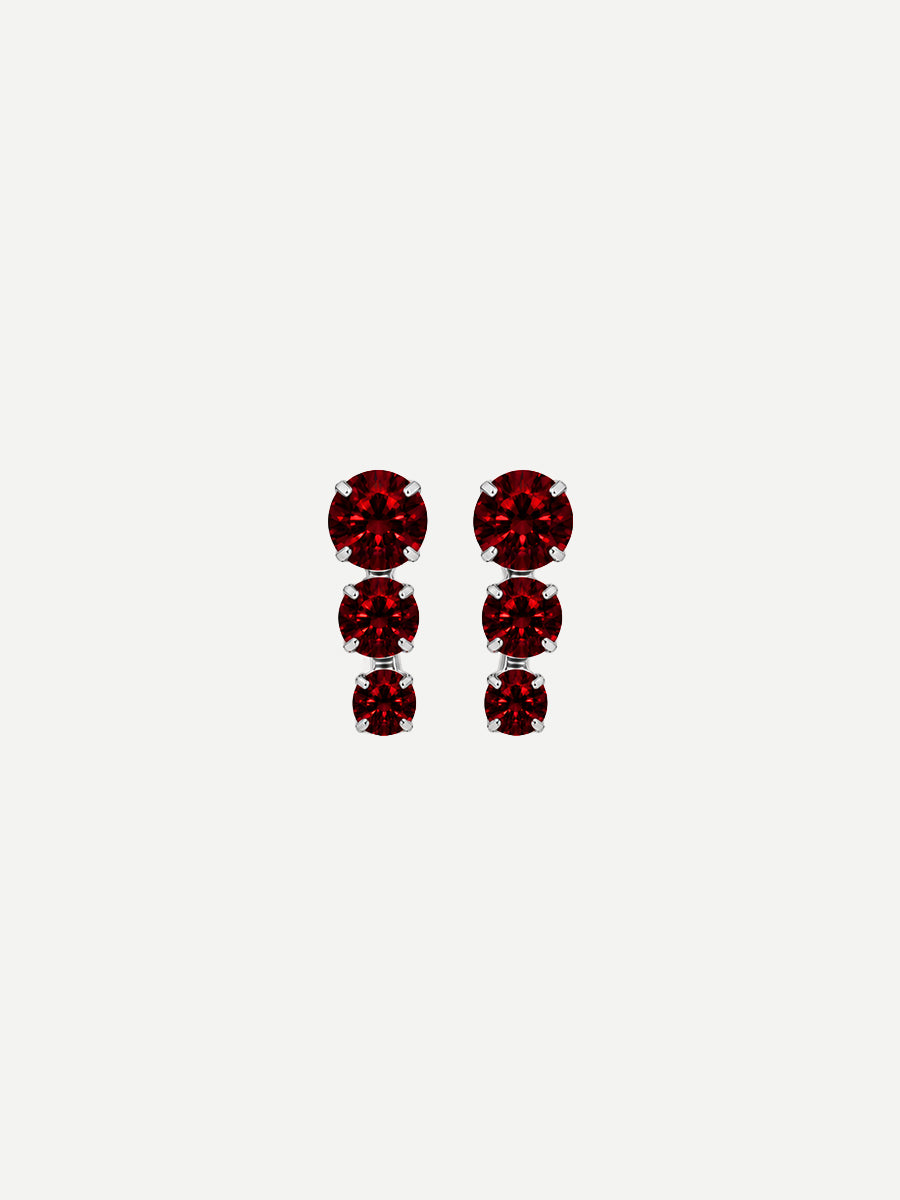 Stud Earrings in Red/Silver