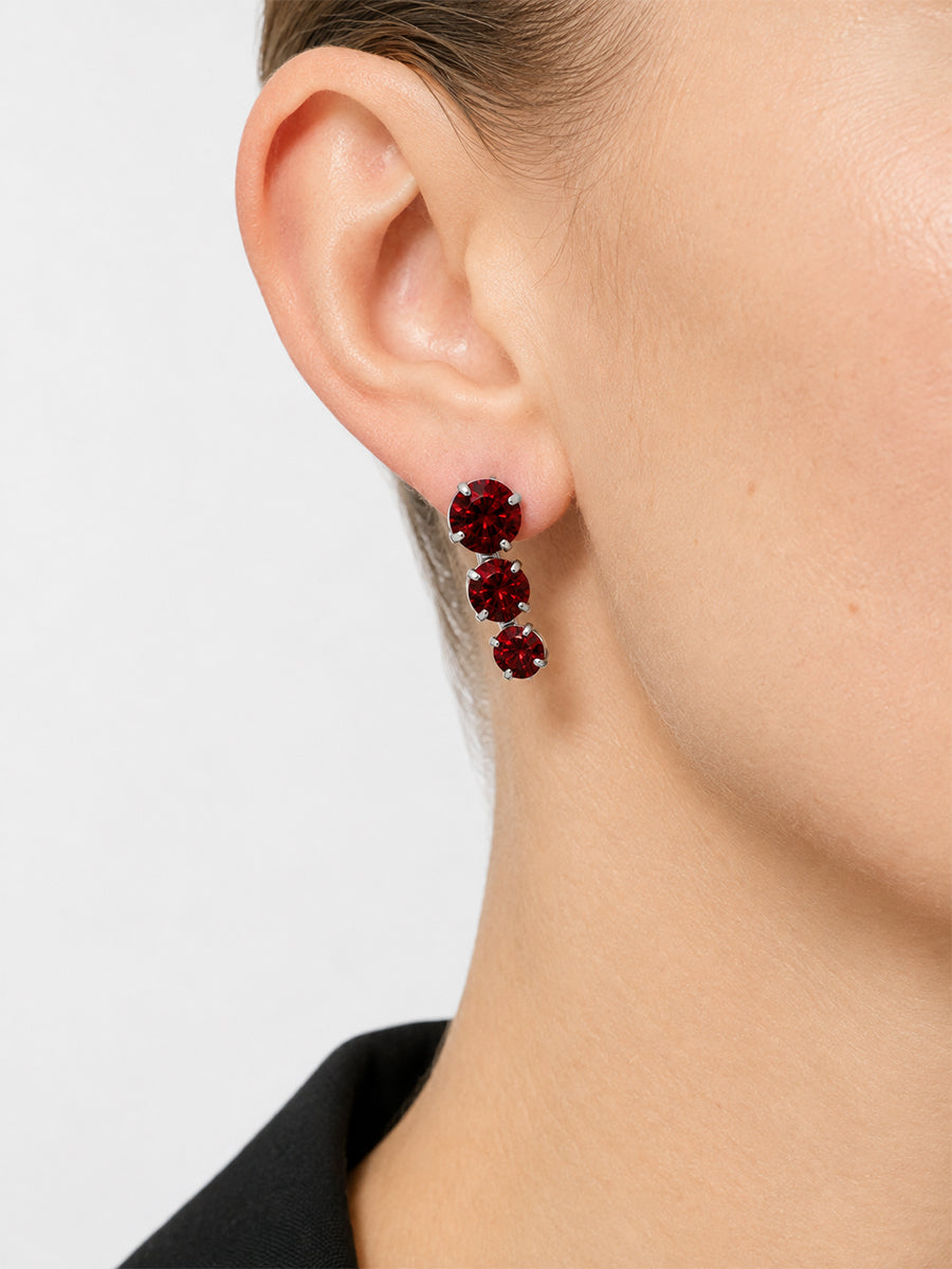 Stud Earrings in Red/Silver