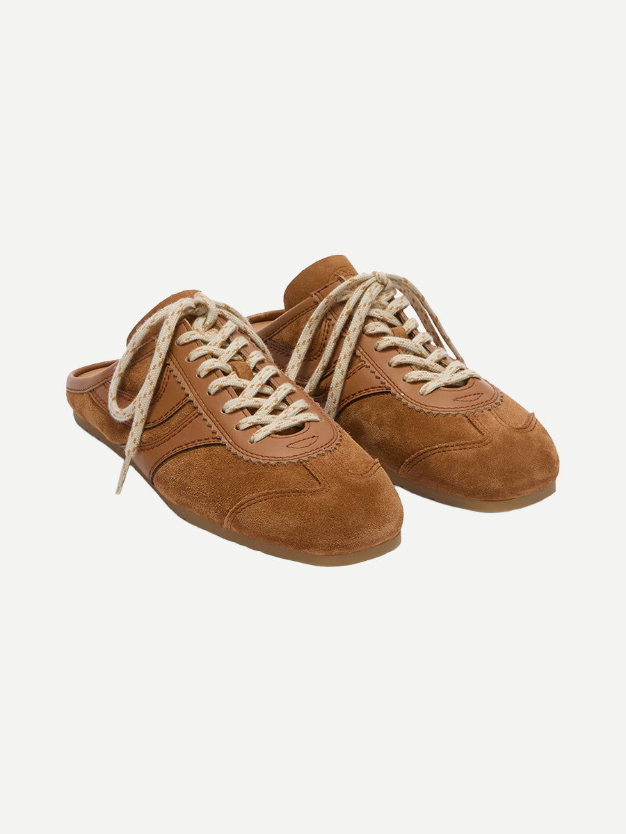 Dries Van Noten Suede Sneaker Mules in Tan