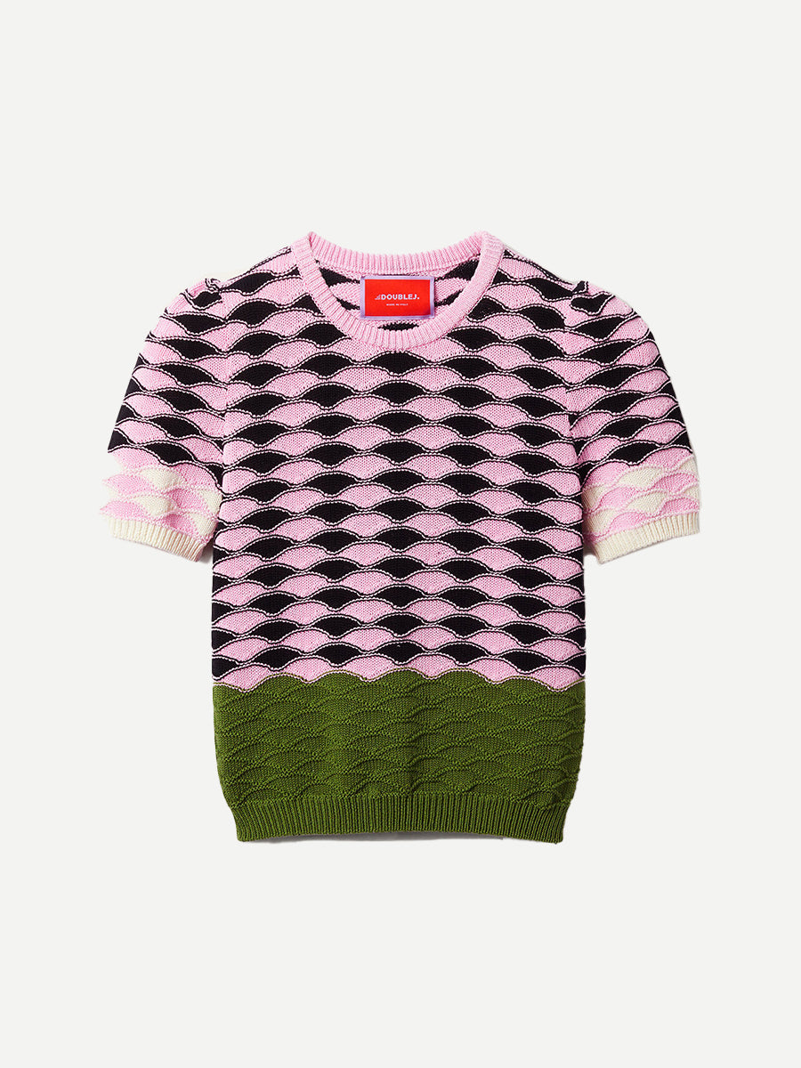 La DoubleJ | Sunset Tee in Pink and Green Stripe