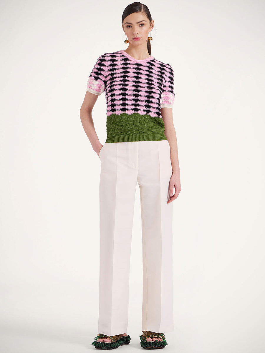 La DoubleJ | Sunset Tee in Pink and Green Stripe