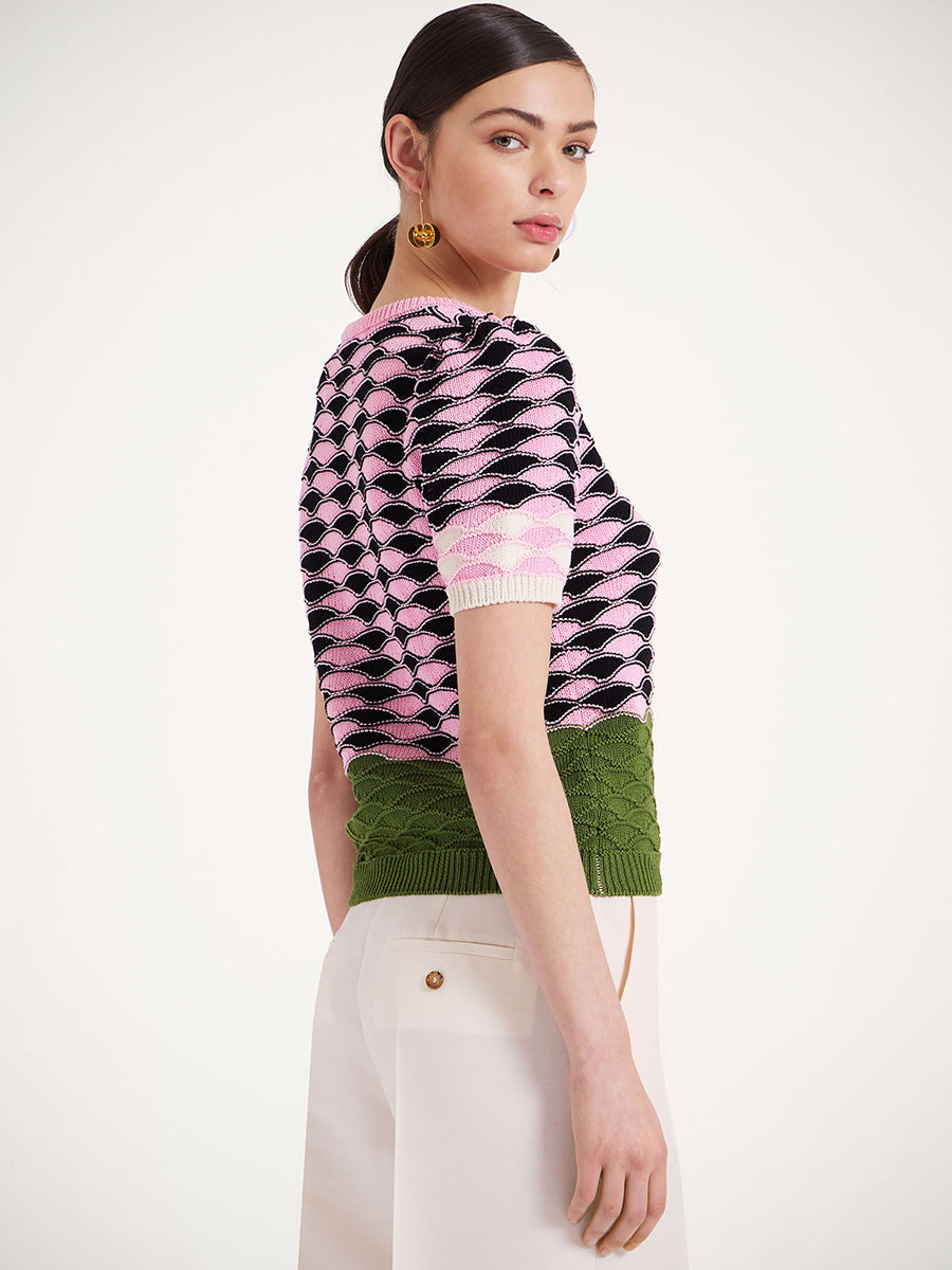 La DoubleJ | Sunset Tee in Pink and Green Stripe