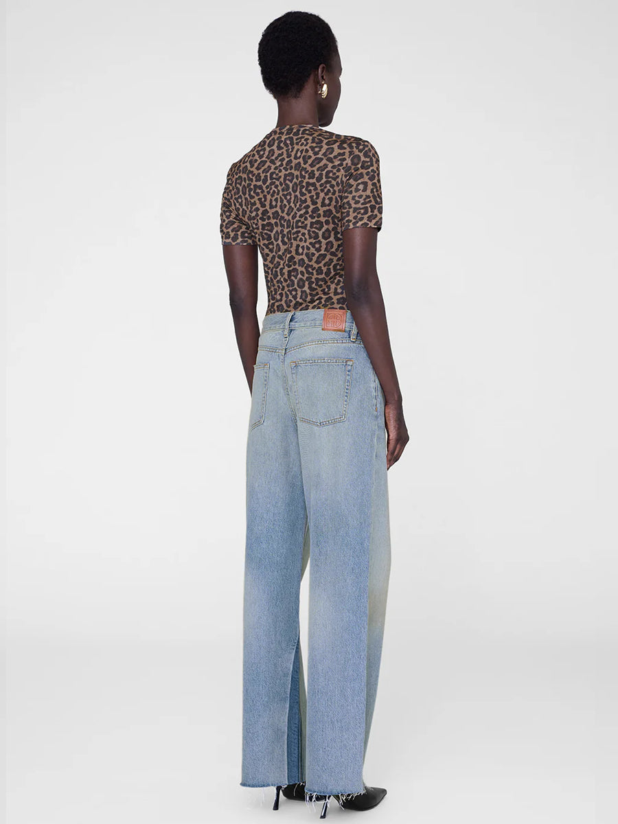 Anine Bing Sylview Tee in Black/Brown Leopard