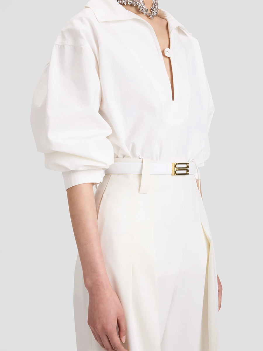 Victoria Beckham Tab Detail Denim Top in Washed White